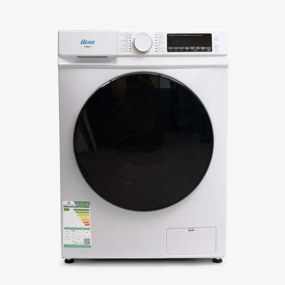 أوجين غسالة أوتوماتيك ,تعبئةأمامية ,11 كغ ,تنشيف حراري 100% ,عاكس ,توفير طاقة ,أبيض - UWMC11W