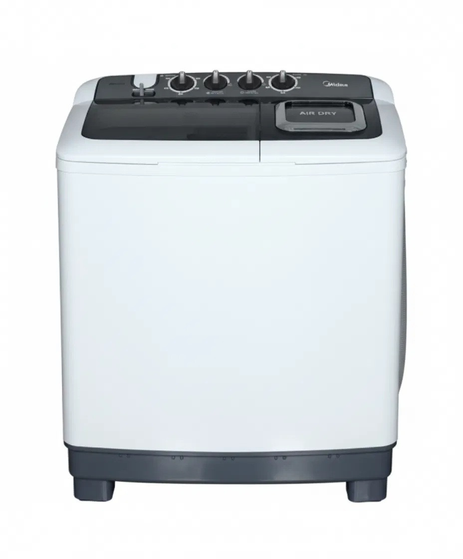 غسالة ميديا تحميل علوي حوضين 10 كغ غسيل 4.6 كغ تجفيف,أبيض&اسود-TW100ADNB