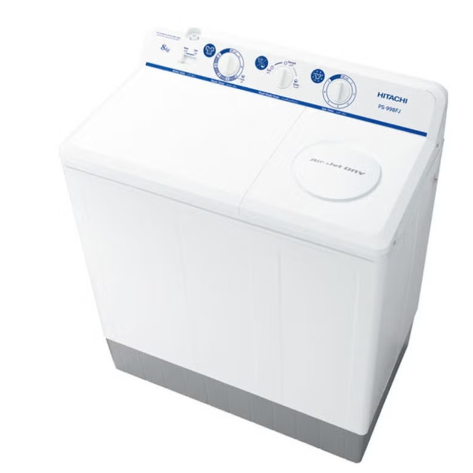غسالة هيتاشي 8 ك حوضين ابيض-PS998BJ-WH