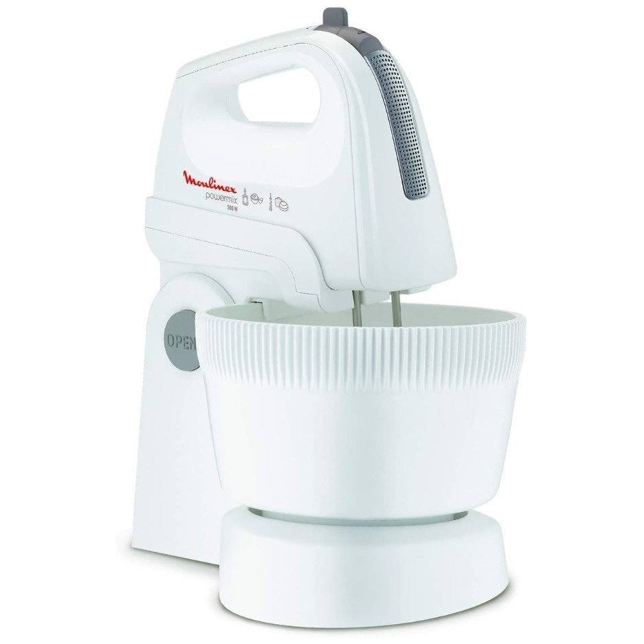 مضرب بيض مولينكس بلاستيك 500 واط سعة 3.3 لتر 5 سرعات,أبيض-HM615127