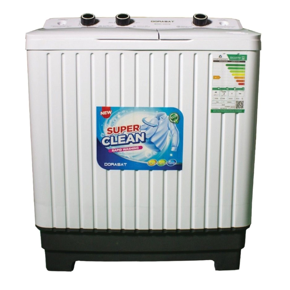 غسالة حوضين دورا سات 5 كيلو,أبيض-DS5TW