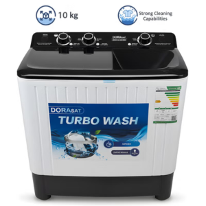 غسالة ملابس حوضين دورا سات 10 كيلو,أبيض-DS10TWM
